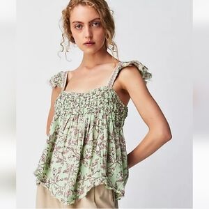 NWT FP Nala Baby Doll Top Mint Grn/Pink S